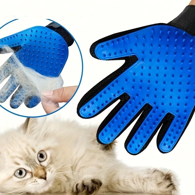 Midello grooming gloves color options — blue pair and pink pair for dogs and cats