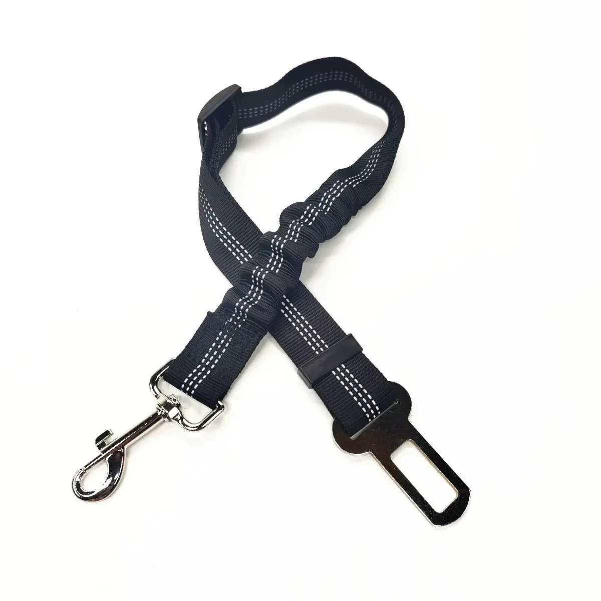 Midello Safe Ride dog car seat belt in black — 46cm long elastic safety harness for cars