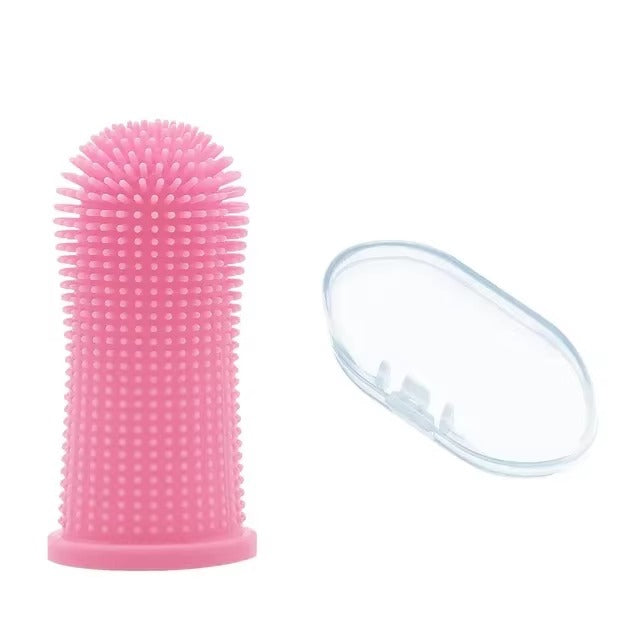 Midello Gentle Paws dog finger toothbrush in pink — colour variant